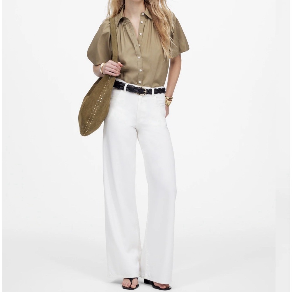 Madewell Superwide-Leg Jeans White High Rise Denim Women 24P NU708
